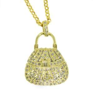   Purse Pendant 14K Yellow Gold W/Chain (Louis Vuitton Design) Jewelry