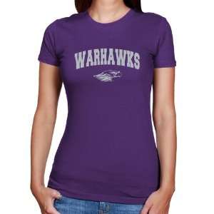  Wisconsin Whitewater Warhawks Ladies Purple Logo Arch T 