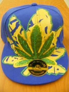 FITTED FLAT BILL FLATBILL MARIJUANA BLUE 420 HAT CAP XL  