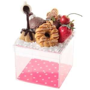  Sweet transparent square box/dropping chocolate donuts 