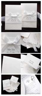100Set Wedding Silk Printing Invitations Cards+Envelopes Ribbon B39 
