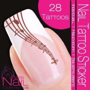  Nail Tattoo Sticker Music / Notes   brown: Beauty