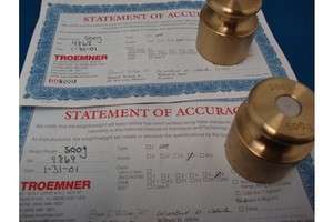   Brass Calibration Weight w/ Statement of Accuracy Certificate  