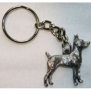   Rat Terrier Dog Fine Pewter Keychain Key Ring: Pet Supplies