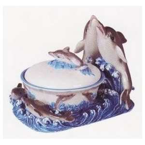  DOLPHIN 3 Dimensional Candy Dish Jar Tray *NEW* Kitchen 