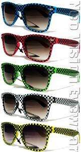Lot of 5 Neon Checker Checkered Wayfarer Sunglasses NCK  