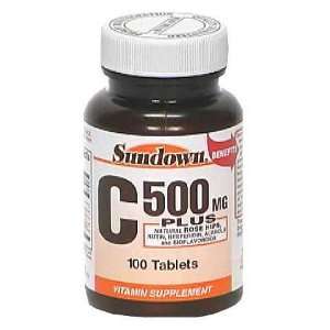 Sundown Vitamin C Plus Natural Rose Hips, 500 mg, 100 Tablets