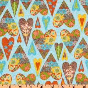  44 Wide Finally Free Heavenly Hearts Blue Fabric By The 