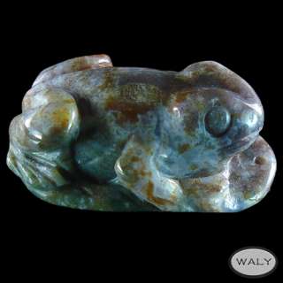 Carved Multi Color Agate Frog Pendant Bead  