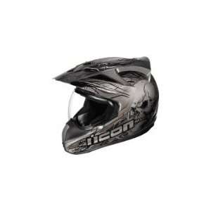  Icon Variant Etched Motorcycle Helmet   Black   New 2010   Free 