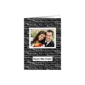  Save the Date, Black & White Words, Photo Card Template 