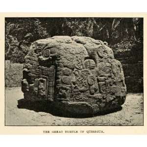  1901 Halftone Print Great Turtle Quirigua Ancient Mayan 