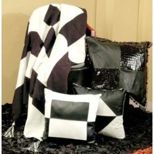  WHITE AND BLACK LEATHER PILLOW