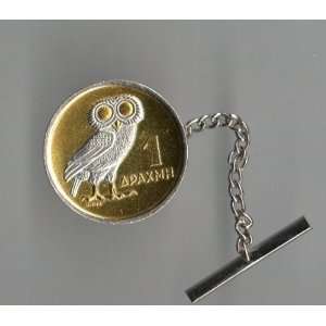 Toned 24k Gold on Sterling Silver World Coin Tie Tack   Greek 