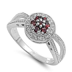   Antique Style Garnet Colored Cz Ring (Size 5   9)   Size 7: Jewelry
