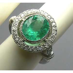   Antique Inspired Colombian Emerald & Diamond Cocktail Ring Everything