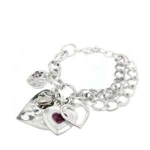   Silver and Purple Heart Vintage Charm Bracelet: Everything Else