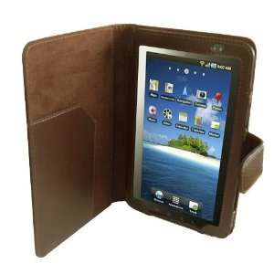  Navitech Genuine Brown Leather Flip Open Book Style Carry 