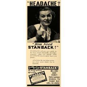   Ad Headache Powder Stanback Neuralgia Health Drug   Original Print Ad