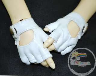 Half Finger Leather Gloves White for Volks SD13 Boy  