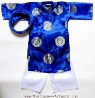  Ao Dai, Vietnamese Traditional Dress for Children   Blue 