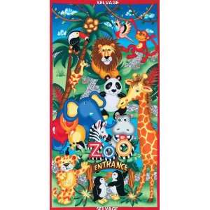   quilt fabric panel by Timeless Treasures, happy zoo animals: Arts