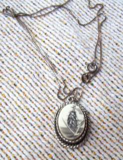 Scrimshaw Fine 825/1000 Silver Pendant Necklace  