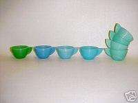 Akro Agate Small Concentric Ring Robin Egg Blue Green Child Tea Set 