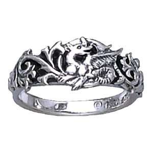  Sterling Silver Dragon Intricate Scroll work Ring Size 5 