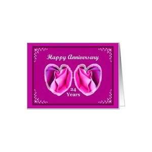 24 Year Anniversary with Two Rose Hearts Card Health 