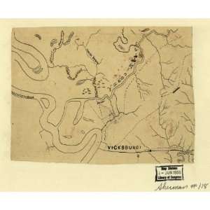  Civil War Map Map of the environs of Vicksburg, Mississippi 