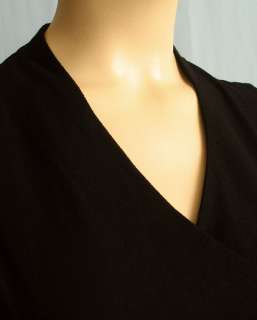 Eileen Fisher Black Faux Wrap Sleeveless Dress S #2478  