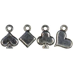   Midnight Garden Metal Charm 8 Pack Card Suits Silver