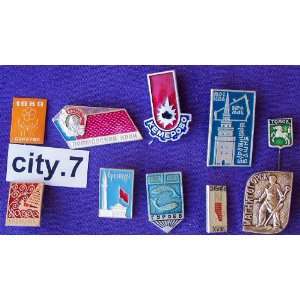  Russian Vintage Collectible Pins * Various cities * Set of 10 * pin 