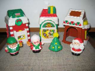 Fisher Price Little People Christmas Village Town Set Santa Claus Elf 