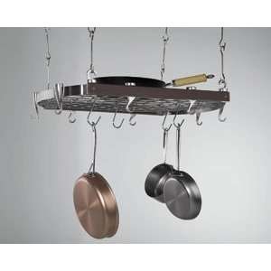  Curved Rectangular Ceiling Rack   Stainless Steel / Bamboo 