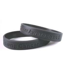 Lung Cancer Awareness Dark Gray Rubber Bracelet Wristband   Adult 8