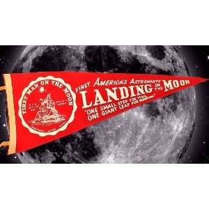  Vintage Apollo 11 Moon Landing Pennant in Red