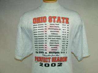 2002 OHIO STATE FOOTBALL Perfect Season t shirt XL  