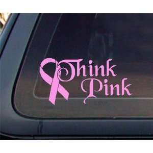 Think Pink Breast Cancer Pink Ribbon 6 Light Soft Pink   Vinyl Car 