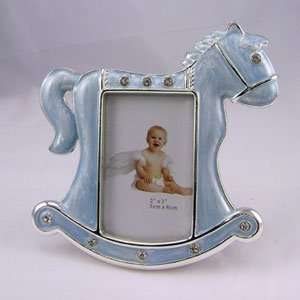  Blue Rocking Horse Epoxy Frame with Rhinestones: Home 