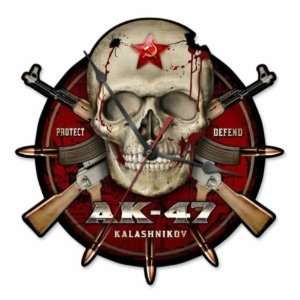  AK 47 Skull Gun Metal Sign Clock