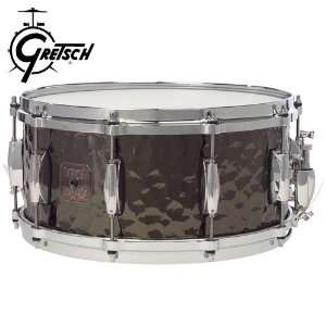  Gretsch Drums Hammered Black Steel Snare Drum (Black 