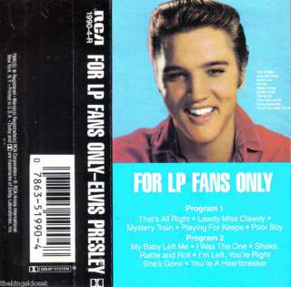 Elvis Presley For LP Fans Only Cassette 1959  