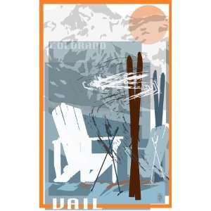 Northwest Art Mall MR 4172 Vail Colorado Skiers 11 by 17 Inch Print by 