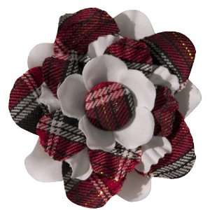  Gimme Clips Fancy Flower Hair Pin   Red Plaid Beauty
