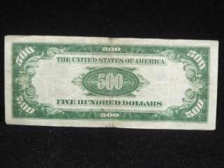 500 Federal Reserve Note Chicago Illinois Series of 1928 Green Seal 