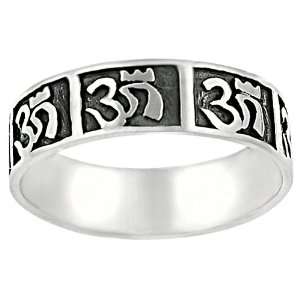  Sterling Silver Mens Ohm Band Ring: Jewelry