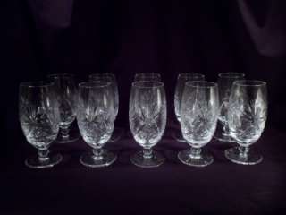 10) American Brilliant Period Antique Cut Crystal Water Goblets, Iced 