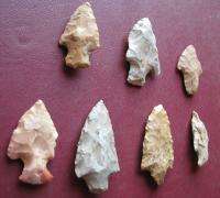 AMERICAN INDIAN 7 ARROWHEADS POINTS from ARKANSAS 7241  